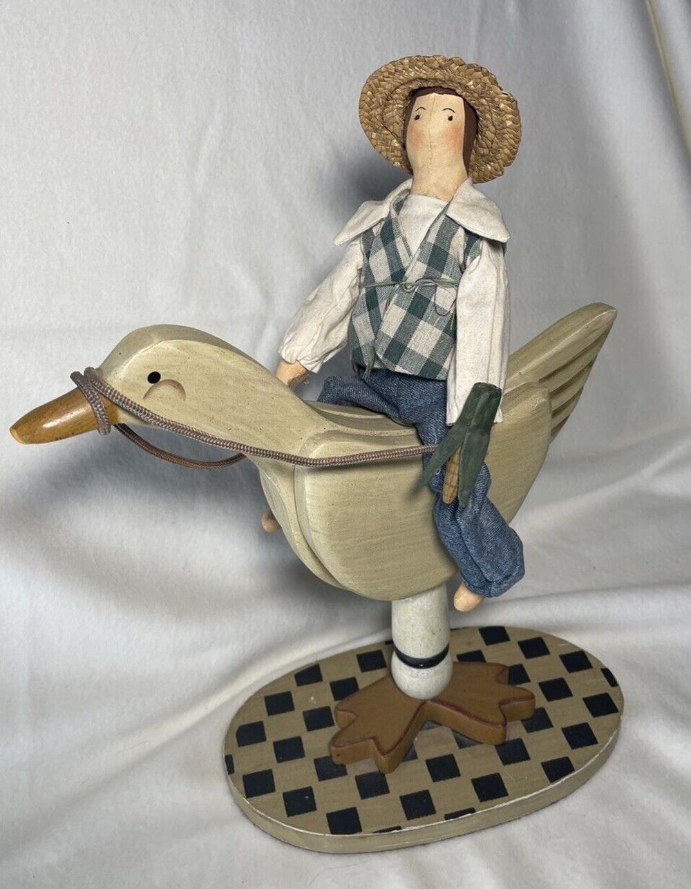 Man Riding Goose- Goose Primitive Folk Art